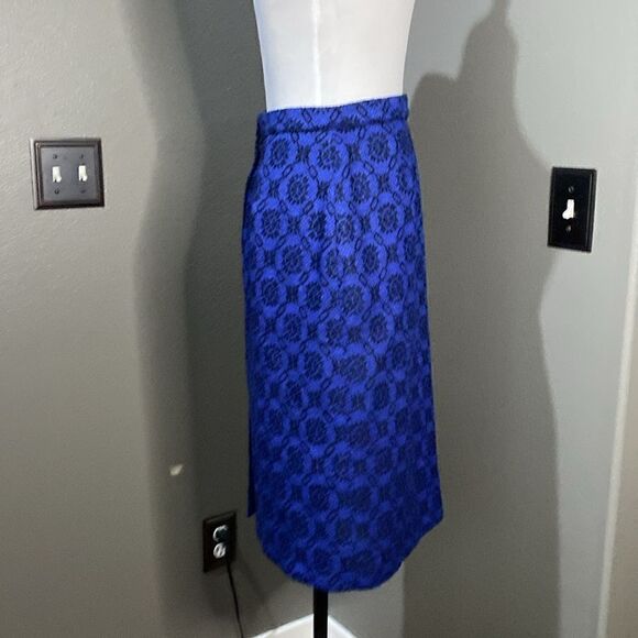 Jasper Conrad Royal Blue Black Pencil Skirt Wool and Cashmere Blend - Picture 4 of 14